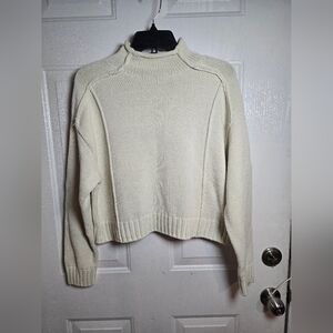 ZARA Mock Neck Chunky Knit Sweater – Size M – Cream/Ivory